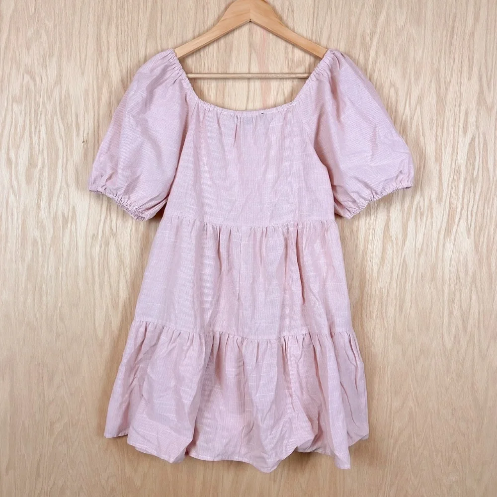 HYFVE Pink Puff Sleeve Tiered Mini Dress - Picture 4 of 6